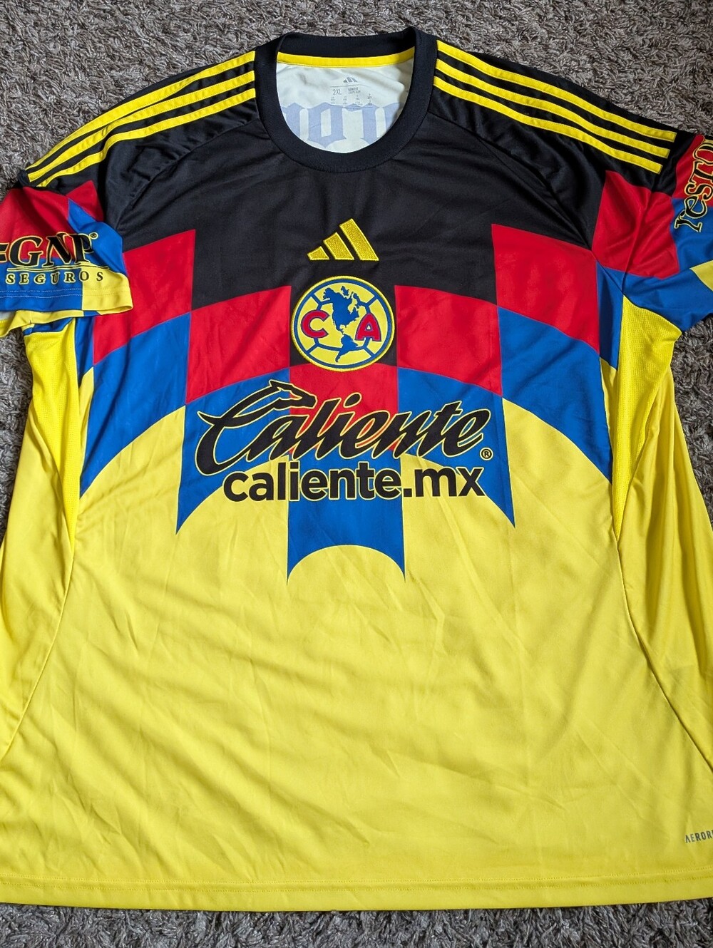 Adidas Club America 2025/26 Yellow Home Slim Fit Soccer Jersey Men's 2XL